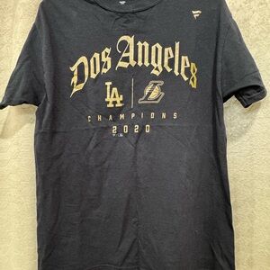 Fanatics Black and Gold Los Angeles Dodgers and Lakers Champions Tee